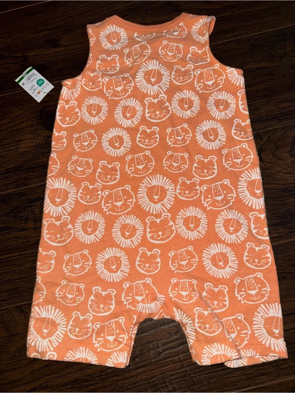 Children's Sleeveless Orange Lion Print One-Piece Romper